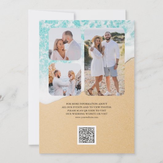 Tropical Beach Lights Foto QR Code Hochzeit Save The Date (Rückseite)
