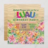 Tropical Beach Luau Birthday Party Einladung (Vorne/Hinten)