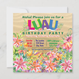 Tropical Beach Luau Birthday Party Einladung