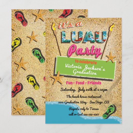 Tropical Beach Luau Party Einladungen (Vorne/Hinten)