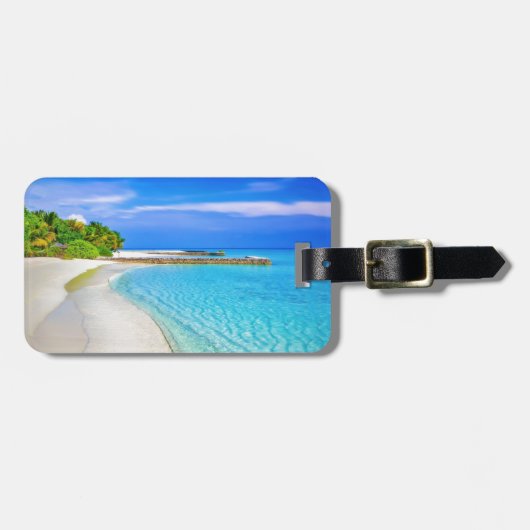Tropical Beach Luggage Tag Gepäckanhänger (Vorderseite horizontal)