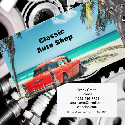 Tropical Beach Mechanical Car Business Card Visitenkarte
