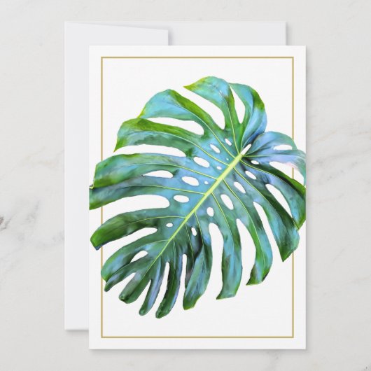Tropical Beach Monstera Leaf Einladung (Rückseite)