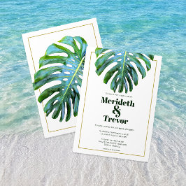 Tropical Beach Monstera Leaf Gold Moderner feiner  Einladung