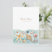 Tropical Beach Muschel Bridal Dusche Einladung (Stehend Vorderseite)