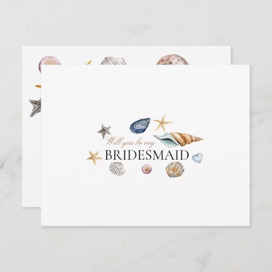 Tropical Beach Muschel Bridesmaid Vorschlag Card Save The Date (Vorne/Hinten)