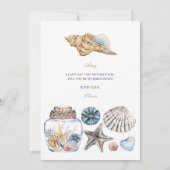 Tropical Beach Muschel Bridesmaid Vorschlag Card Save The Date (Rückseite)