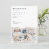 Tropical Beach Muschel Empfang Einladungskarte Einladung (Stehend Vorderseite)