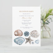 Tropical Beach Muschel Empfang Einladungskarte Einladung (Stehend Vorderseite)
