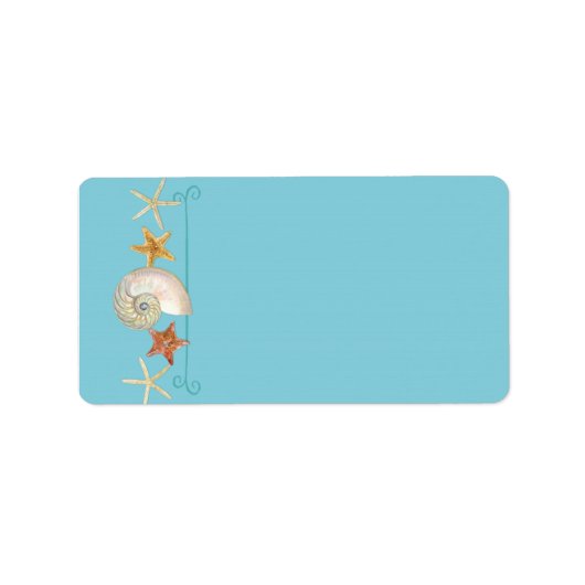 Tropical Beach Muscheln Starfish Nautilus Summer Adressaufkleber (Vorne)