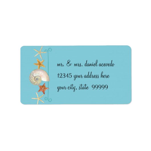 Tropical Beach Muscheln Starfish Nautilus Summer Adressaufkleber (Vorne)