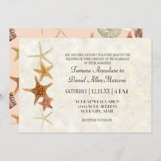 Tropical Beach Muscheln Starfish Nautilus Summer Einladung (Vorne/Hinten)