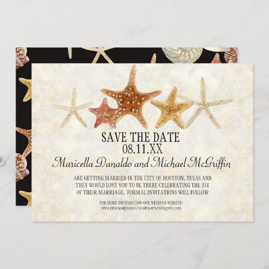 Tropical Beach Muscheln Starfish Nautilus Summer Einladung (Vorne/Hinten)