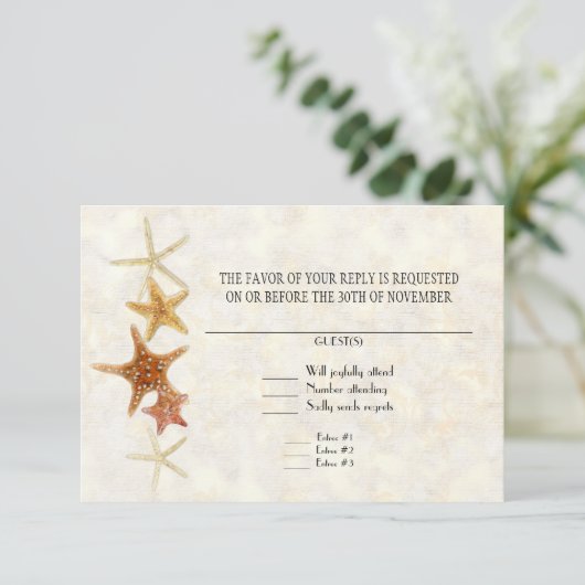 Tropical Beach Muscheln Starfish Nautilus Summer RSVP Karte (Stehend Vorderseite)