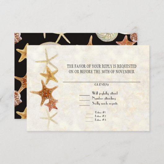 Tropical Beach Muscheln Starfish Nautilus Summer RSVP Karte (Vorne/Hinten)