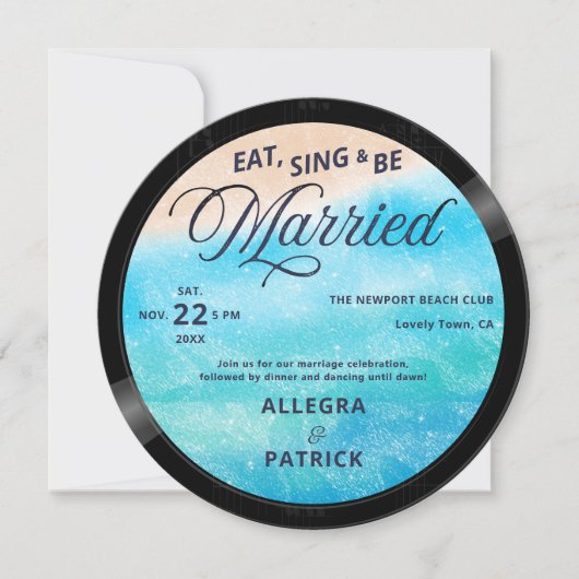 Tropical Beach Musician All One Foto QR Hochzeit Einladung (Vorderseite)