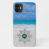 Tropical Beach Nautical Ship-Ruder Monogram Case-Mate iPhone Hülle (Rückseite)