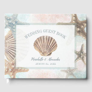 Tropical Beach Nautical Starfish Seashell Wedding Gästebuch