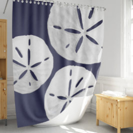 Tropical Beach Navy Blue White Sand Dollar Küste Duschvorhang