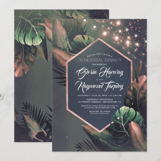 Tropical Beach Night Probe Dinner Einladung (Vorne/Hinten)