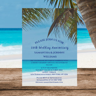 Tropical Beach Ocean 50. Hochzeitstag Einladung