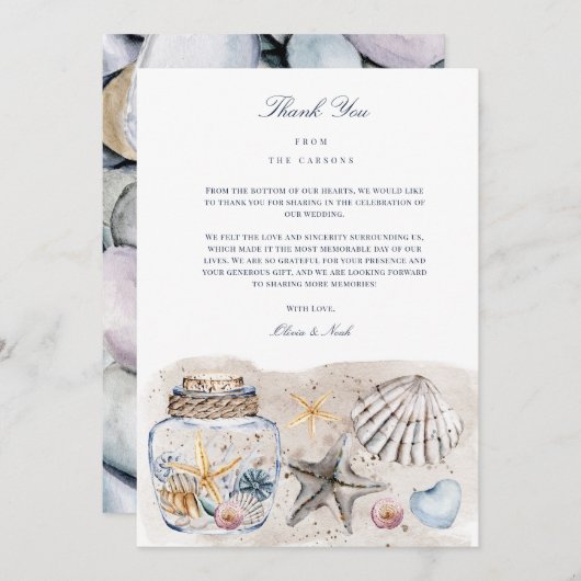 Tropical Beach Ocean Muschel Danke Karte (Vorne/Hinten)