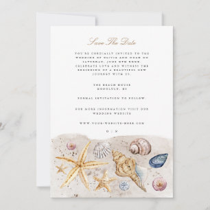 Tropical Beach Ocean Muschel Save the Date Karte