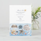Tropical Beach Ocean Muschel Verlobung Einladung (Stehend Vorderseite)