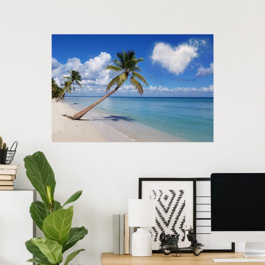 Tropical Beach Ocean Palm Tree Herz Cloud Poster (Heimbüro)
