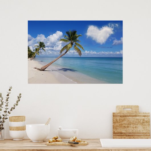 Tropical Beach Ocean Palm Tree Herz Cloud Poster (Küche)