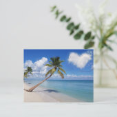 Tropical Beach Ocean Palm Tree Herz Cloud Postkarte (Stehend Vorderseite)