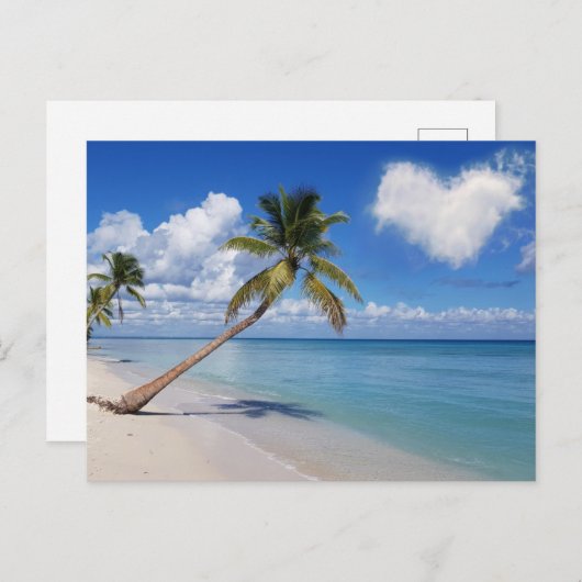 Tropical Beach Ocean Palm Tree Herz Cloud Postkarte (Vorne/Hinten)