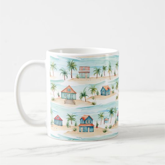 Tropical Beach Ocean Palm Tree Kaffeetasse (Links)