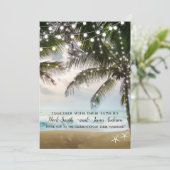 Tropical Beach Ocean Palm Trees & Lights Wedding Einladung (Stehend Vorderseite)