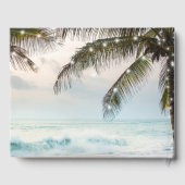 Tropical Beach Ocean Palm Trees & Lights Wedding Gästebuch (Rückseite)