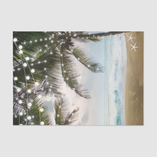 Tropical Beach Ocean Palm Trees & Lights Wedding Seidenpapier (Vorderseite)