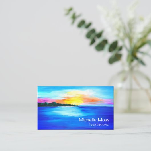Tropical Beach Ocean Paradise Sunset Business Card Visitenkarte (Stehend Vorderseite)