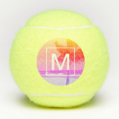 Tropical Beach Ocean Pink Monogram Tennis Balls Tennisbälle (Vorderseite)