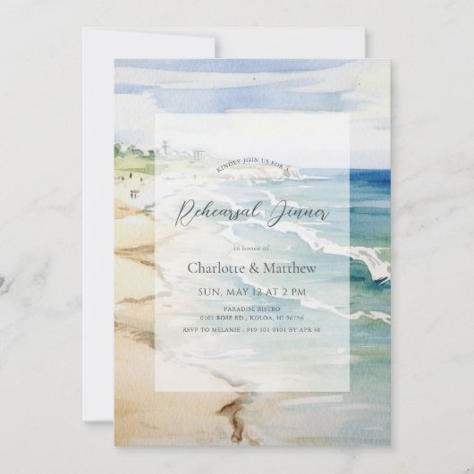 Tropical Beach Ocean Probe Dinner Einladung (Vorderseite)