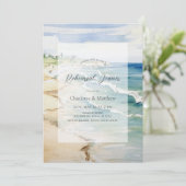 Tropical Beach Ocean Probe Dinner Einladung (Stehend Vorderseite)