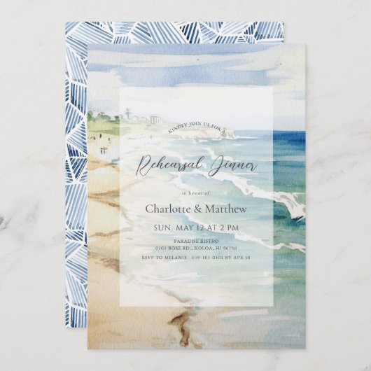 Tropical Beach Ocean Probe Dinner Einladung (Vorne/Hinten)