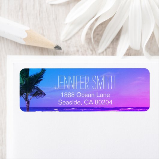 Tropical Beach Ocean Return Address Label (Insitu)