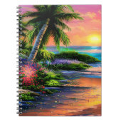 Tropical Beach, Ocean Sunset Notebook Notizblock (Vorderseite)
