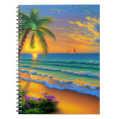 Tropical Beach, Ocean Sunset Notebook Notizblock (Vorderseite)