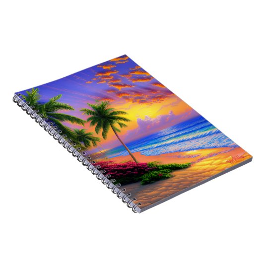 Tropical Beach, Ocean Sunset Notebook Notizblock (Rechte Seite)