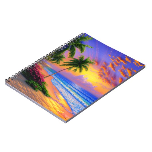 Tropical Beach, Ocean Sunset Notebook Notizblock (Linke Seite)