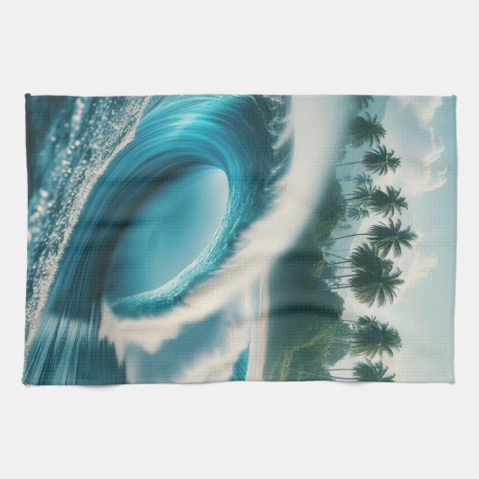 Tropical Beach Ocean Wave Crescendo Geschirrtuch (Horizontal)