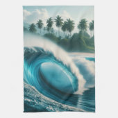 Tropical Beach Ocean Wave Crescendo Geschirrtuch (Vertikal)