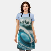 Tropical Beach Ocean Wave Crescendo Palmen Schürze (Getragen)
