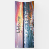 Tropical Beach Ocean Waves Sunset Elegante Hochzei Banner (Vertikal)